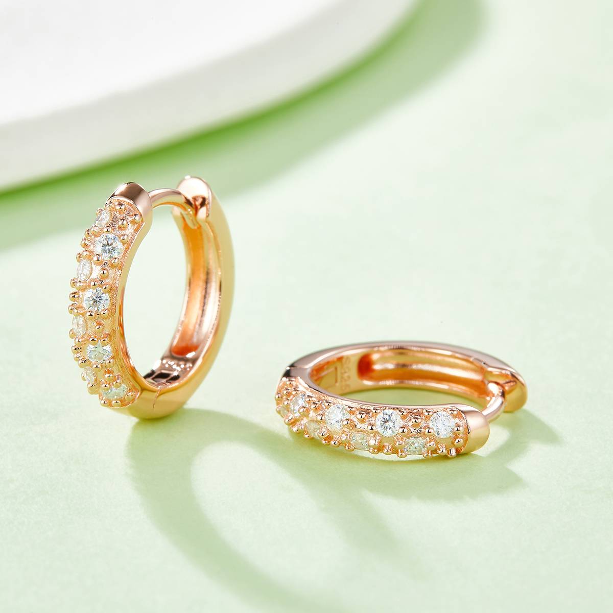 Double Row Half Earrings S925 Silver Moissanite Grade D 0.27CT